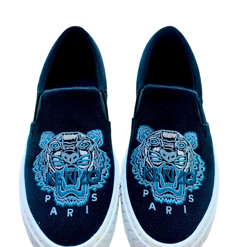 KENZO Sneakers slip on Tiger head logo black sneakers unisex slip on shoe - Picture 2 of 8